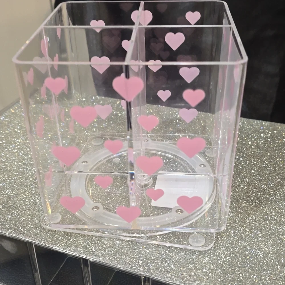 Paris Hilton Clear Pink Heart 360° Rotating Acrylic Organizer